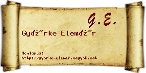 Györke Elemér névjegykártya
